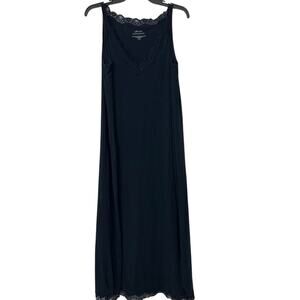 J Jill Sleep Dream Supima Cotton V Neck Lace Trim Slip Dress Maxi Size 1X